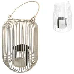 Lantern beige/white 21 cm 2 assorted