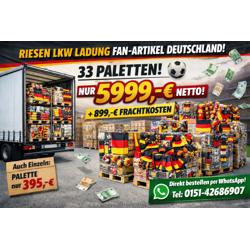  Kompletter Truck JETZT VOLLGAS – FAN ARTIKEL DEUTSCHLAND ZUM ABSOLUTEN HAMMERPREIS! Sonderposten Mystery Truck Load Paletten