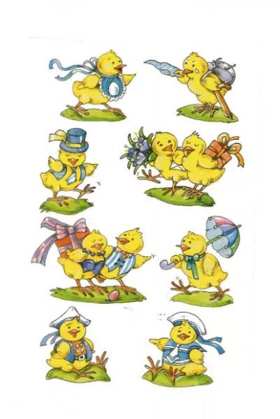 Ostern - Sticker Etiketten Herlitz Karte selbstklebend, Küken und Hasen