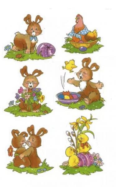 Ostern - Sticker Etiketten Herlitz Karte selbstklebend, Küken und Hasen