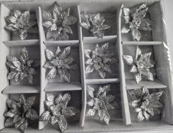 Silber Blüten Deko 12 er Box Ostern Frühling