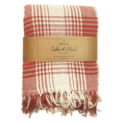 Take a Plaid polyback Picknickplaid rost/weiß 160 x 160 cm