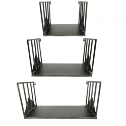 Wall rack metal black 52 cm set of 3