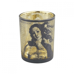 PTMD Tealight holder Rido glass L black 12,5 cm