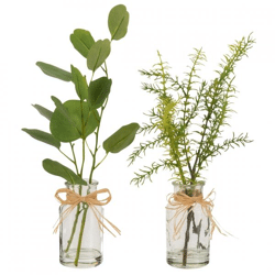 J-LINE künstlicher Zweig in Vase grün 37 cm 2 sortiert