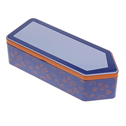 Metal box with arrow-shaped lid, purple