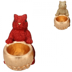 Bowl Jingle squirrel sitting red/gold 17 cm 2 assorted