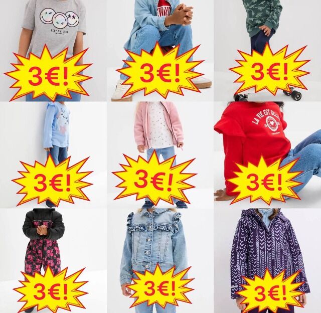 3,00 € Kinderkleidung Mix Kategorie A, neue Markenware, Größen von Babys bis Teenager, Barcode-Verpackung, Lagerware, Versand weltweit