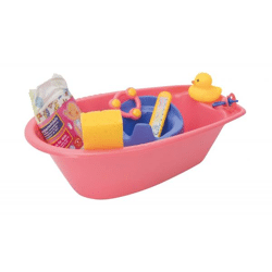 Doll bathtub set with accessories, 8 pcs.