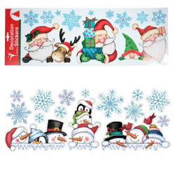 Fensteraufkleber Weihnachtsmann/Schneemann 59,5 cm
