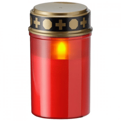 Grabkerze mit Flammeneffekt LED batteriebetrieben rot 7,5 x 12,5 cm