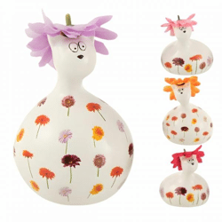 J-Line Statue Katze mit Gerbera 9 cm 4 Stück sortiert