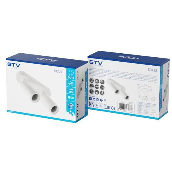 SOLIS Deckenleuchte, Aluminium, 55x100mm, IP20, 2*GU10, max. 50W, max. 250V, 50/60Hz, weiß