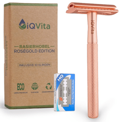 Premium Rasierhobel Metall - inkl. 10 Rasierklingen - Safety Razor - Eco - Umweltfreundlich & Nachhaltig