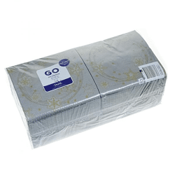 3-W Papierservietten 33x33 cm STAR SHINE grau 250 Stk.