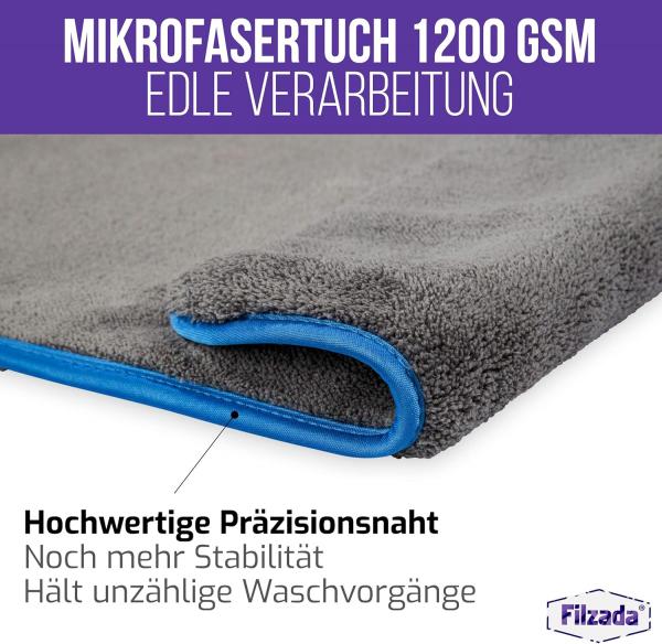 *WG LAGERUMZUG* Filzada® 3x Lackschonendes Mikrofasertuch Auto Mit 1200 GSM - Unfassbare Saugkraft 