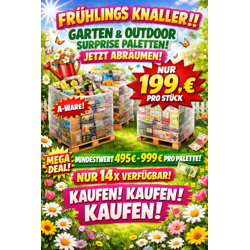 B2B Garden & Outdoor Surprise pallets - A-goods - Saisonkracher 2026 - Pallet goods - Special items - Remaining stock - Mystery package - Mystery  