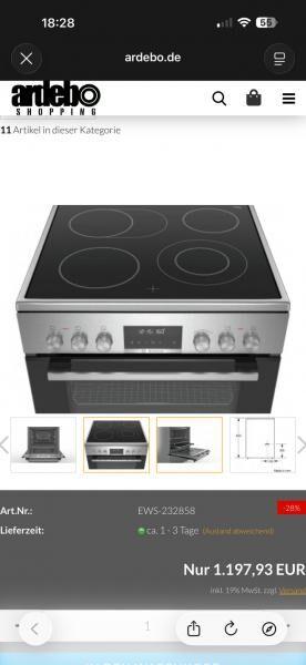 Bosch Elektro-Standherd HKS79U250 | 60 cm | HERD OFEN / Glaskeramikkochfeld | Pyrolyse | 3D Heißluft | Edelstahl | A