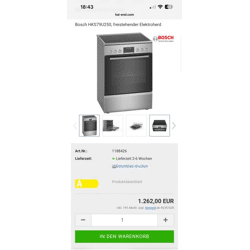 Bosch Elektro-Standherd HKS79U250 | 60 cm |HERD OFEN / Glaskeramikkochfeld | Pyrolyse | 3D Heißluft | Edelstahl | A