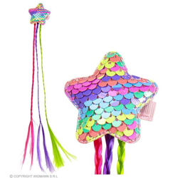 HAIR CLAMP WITH HOLOGRAFIC PAILLET STAR AND THREE COLORFUL LEAKS for girls