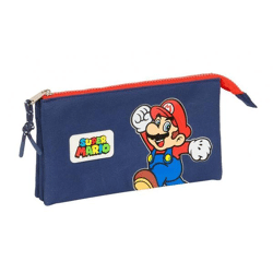 Safta Super Mario World - Pencil case with 3 compartments - 22 cm
