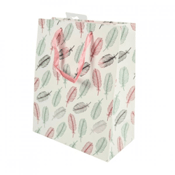 Gift bag Leaf white 20.5 x 11 x 25.5 cm
