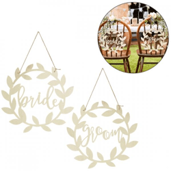 Ginger Ray wedding chair hanger Bride & Groom wood 2 pcs.