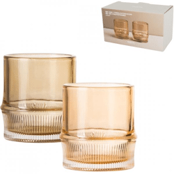 Gusta Teelichthalter Glas braun 8 cm 2er Set