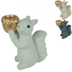 Kerzenständer Jingle stehend Eichhörnchen 16 cm 3 sortiert