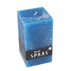 (R) Spaas stump candle Rustic square blue 7 x 13 cm