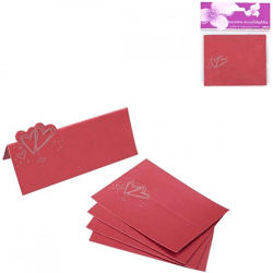 Table cards Heart red 10 cm 5 pcs.