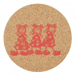 Coaster cork girls 9,5 cm 4 pcs.