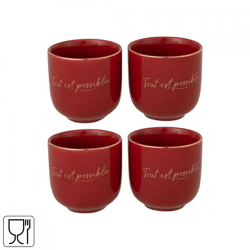J-Line cup Tout Est Possible red 200 ml set of 4