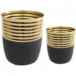 Blumentopf Luuk Metall gold/schwarz 13 cm 2er Set