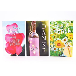 Embossed thank you card - 100 pieces - 3 motifs