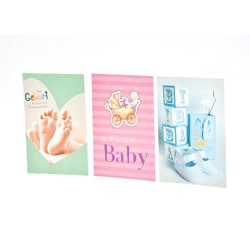 Ereigniskarte zur Geburt - 100 Stück - 3 Motive - 11,5 x 17,5 cm