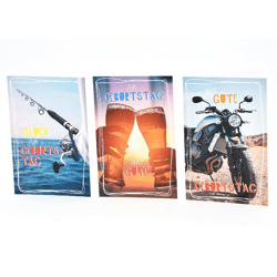 Birthday card Hobby - 100 pieces - 3 motifs - 11.5 x 17.5 cm