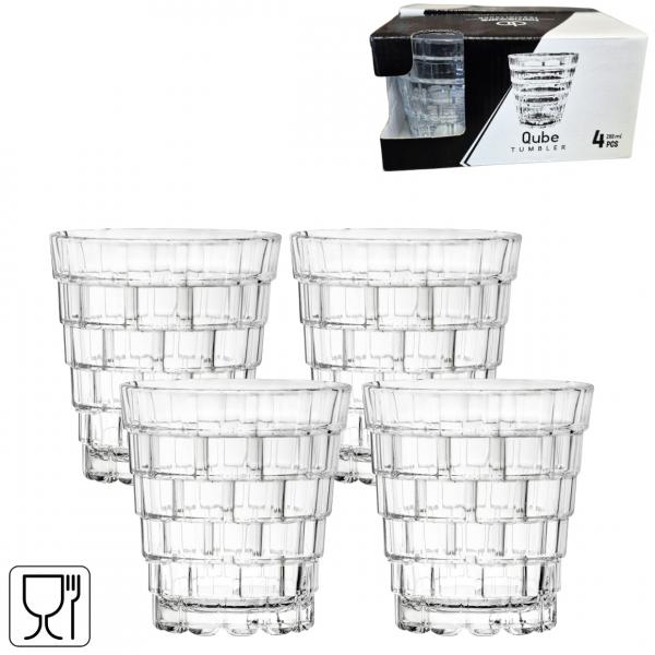 Glas Qube Becher 280 ml Satz von 4