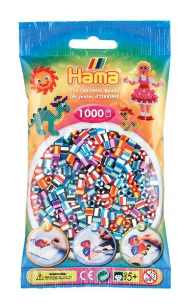 HAMA - B&uuml;gelperlen Midi - gestreift Mix 1000 Perlen (6 Farben)