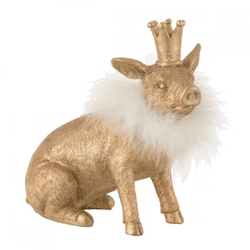 J-Line Sparschwein Pig Diva gold glitter 22 cm