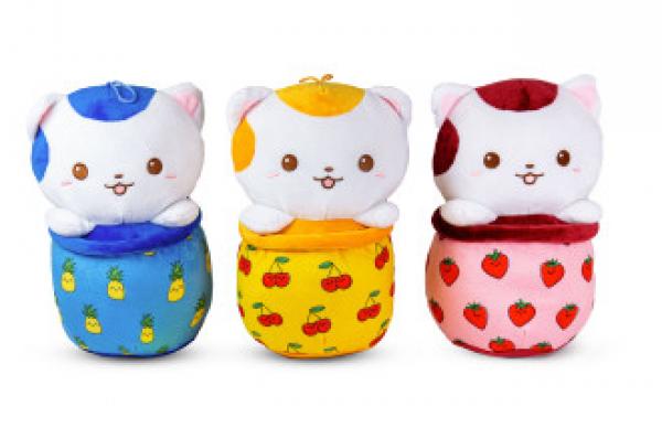 Katze im Bubble Tea Pl&uuml;schfigur - 3-fach sortiert - 30 cm