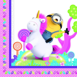 Minions Fluffy Einhorn - Servietten 33x33cm