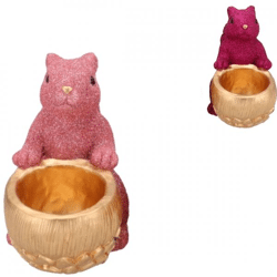 Bowl Jingle squirrel sitting green/gold 17 cm 2 assorted