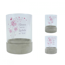 Tea light holder dandelion 13 cm 3 assorted