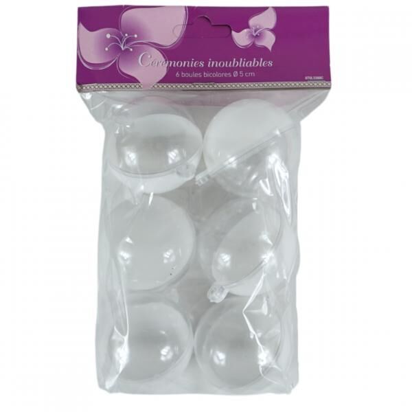 Anhänger Kugel weiß 5 cm Satz von 6