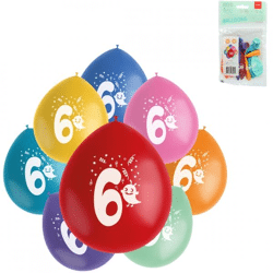 Folat ballonnen Party Pop Monsters cijfer 6 kleurmix 23 cm 8 stuks