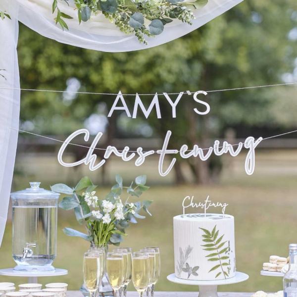 Ginger Ray Schriftzug Girlande Taufe weiß 1,5 m