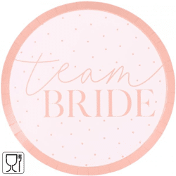 Ginger Ray wegwerp borden Team Bride roze 8 stuks