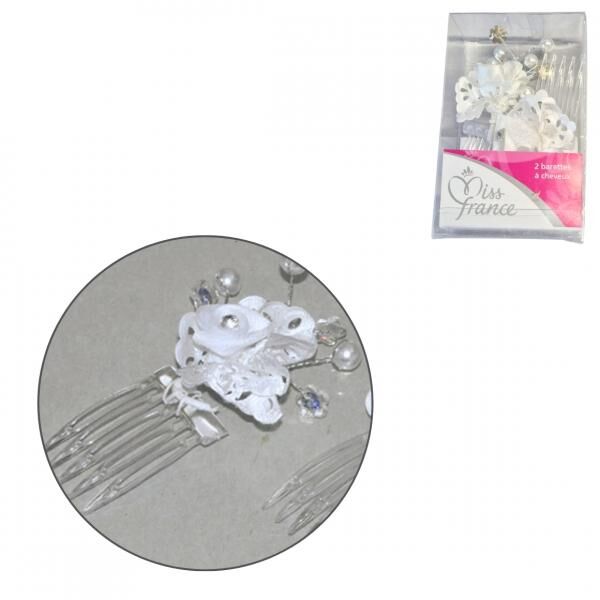 Haarspange Kunstblume weiß 9 cm 2er Set