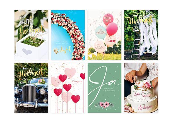 Hochzeitskarte - 100 St&uuml;ck - 8 Motive